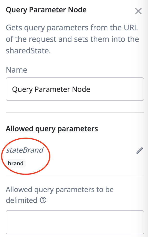 Query parameter node in a login flow