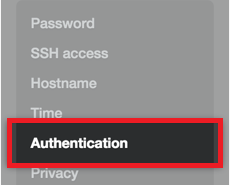 Screen capture of GitHub Authentication option highlighted in red.