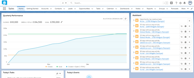 Screen capture of the Salesforce domain home page.