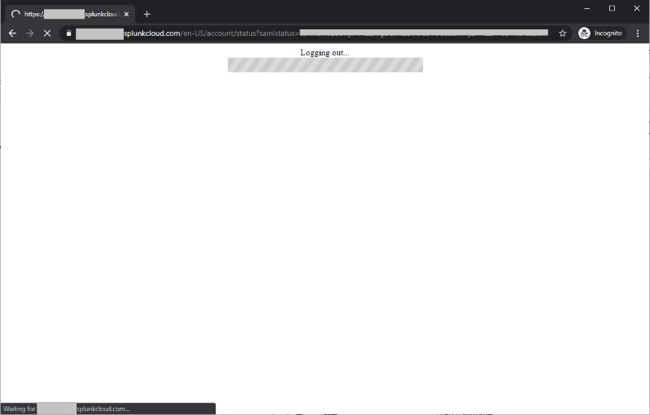 Screen capture of the Splunk Cloud application logging out.