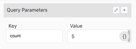 A screen capture that shows the Query Parameters field with a key-value pair added.