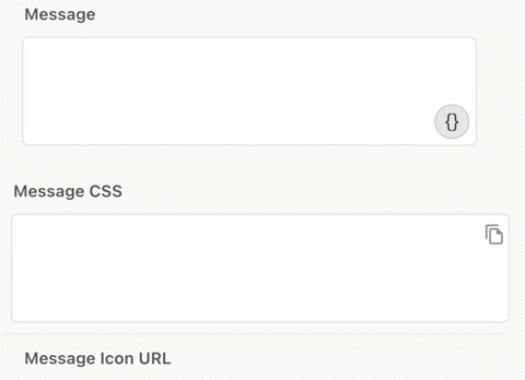 A screen capture that shows the user inserting a variable in the Message field.