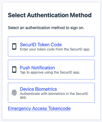 A screen capture of the default emergency access token code input interface.