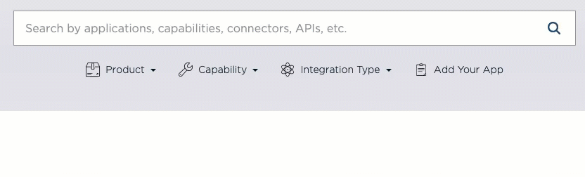 A screen recording of the Integration Directory search area, with the user turning on the Flow Template and MFA filters.