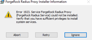 install radius proxy service account error