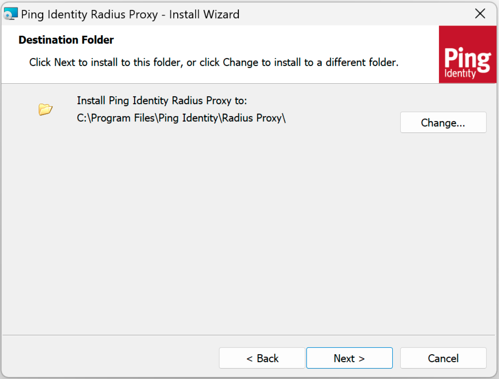 Radius proxy application destination folder screen