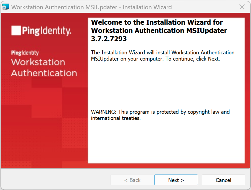 MSIUpater installation intro page