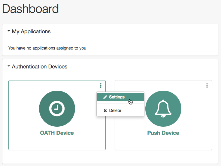 This is the menu that appears in the AM dashboard for authentication devices.