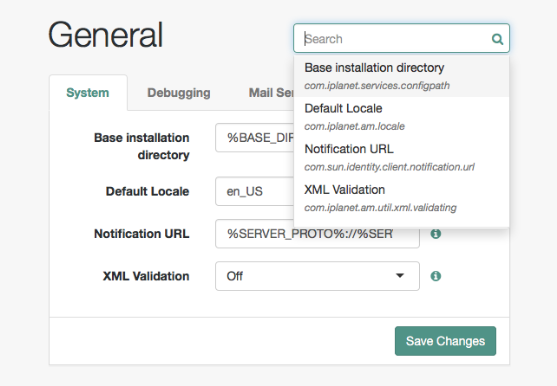 Look for any configuration attribute easily.