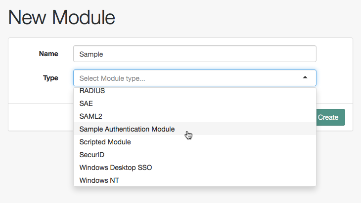 The module type is Sample Authentication Module.