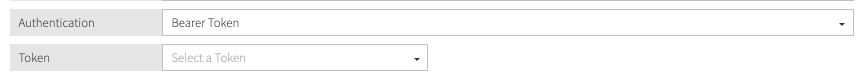 Screen capture showing the Token selection list for Bearer Token authentication