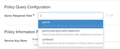 Screen capture of the Query Response View option under Policy Query Configuation in the administrative console.