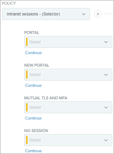 A screen capture illustrating three policy paths.