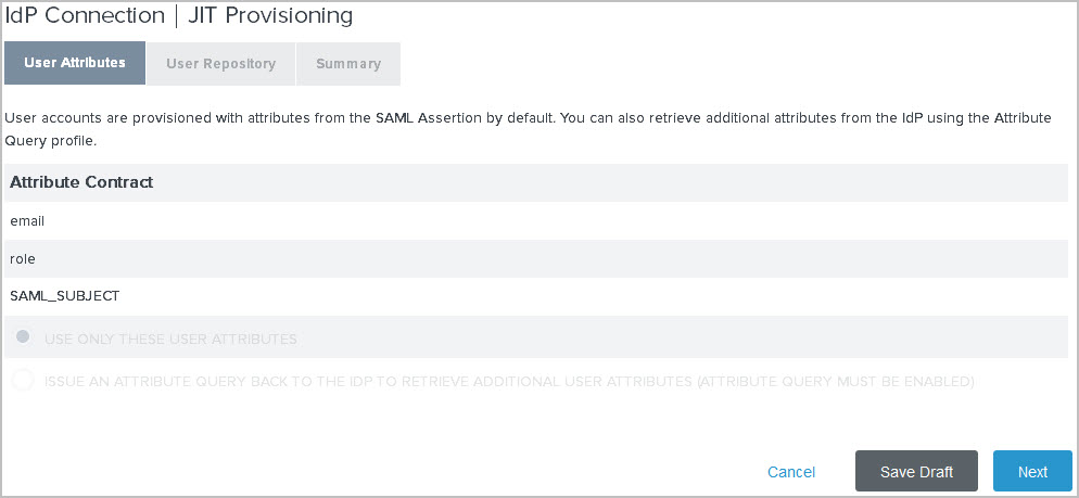 Screen capture of the User Attributes tab.