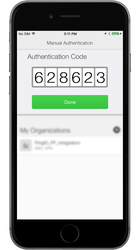 A screen capture of the Authentication Code with the Done option.