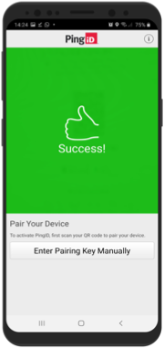 A screen capture of the green Success! message indicating that pairing request is successful