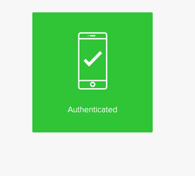 A screen capture of the successful authentication window displaying a green check mark and the Authenticated message.