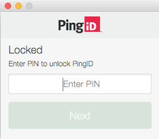 A screen capture of the Locked window with the request to enter your PIN in the Enter PIN field to unlock PingID.