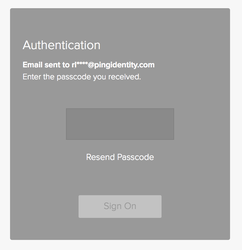 A screen capture of the Authentication window requesting you to enter the one-time passcode sent to your email.