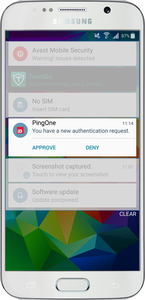 A screen capture of a PingID authentication request with the Approve or Deny option.