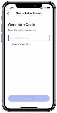 A screen capture of the Generate Code screen asking you to enter the authentication key that’s displayed on the computer screen