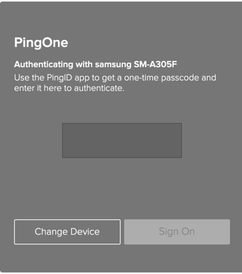 A screen capture of the Authentication window requesting the one-time passcode entry to use to authenticate.