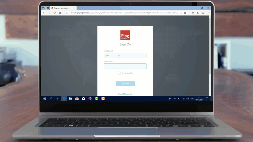 A screen capture of the PingID sign-on window.