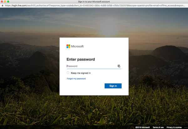 Screen capture of Microsoft Azure login screen