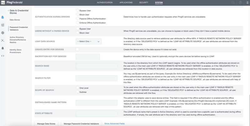 Create Credential Validator Instance window showing relevant attributes