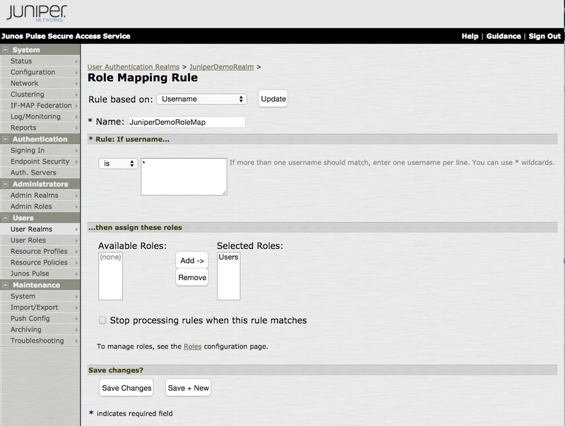 A screen capture of the Role Mapping Rule window.