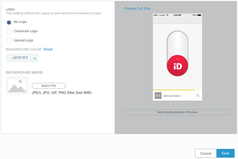 A screen capture of logo settings configuration with No Logo selected and a Background Color entered displayed in the preview window.