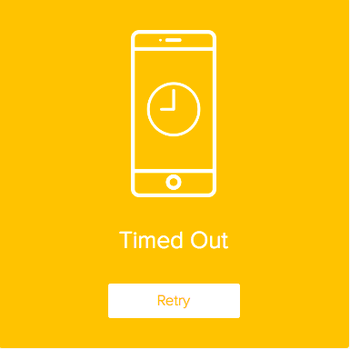 The yellow Timed Out error in the PingID mobile app.