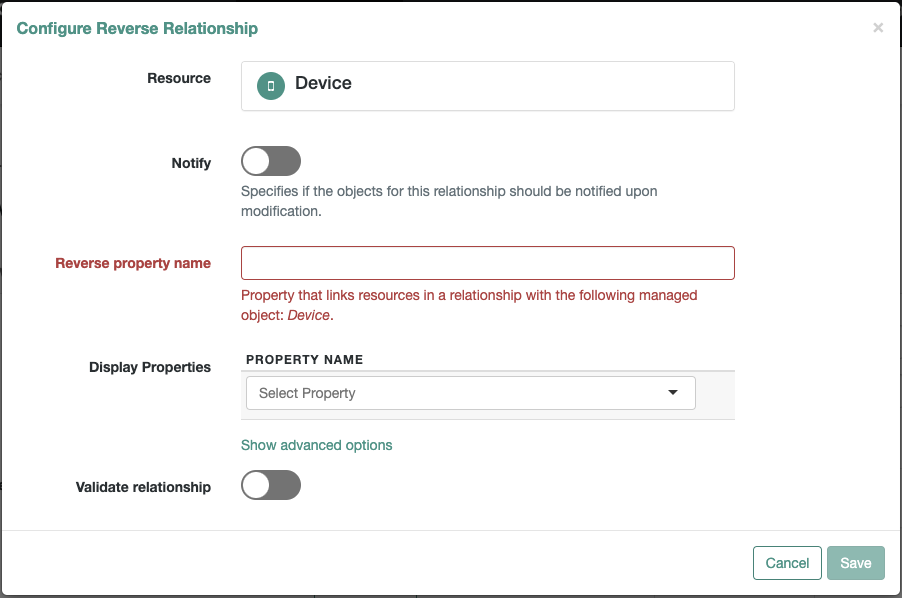 Configure Reverse Relationship Window