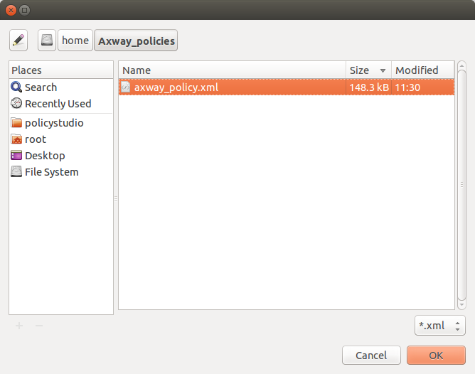 A screen capture of the policy selection page with the policy and OK button highlighted in orange.