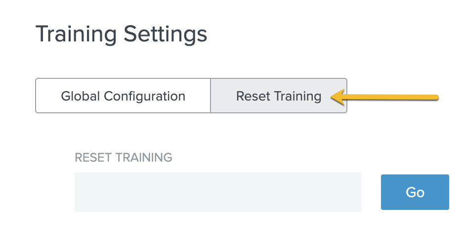 Screen capture of PingIntelligence training settings - reset training.