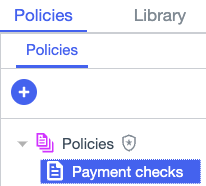 Screen capture of the Payment checks policy nested under the default Policies policy set.