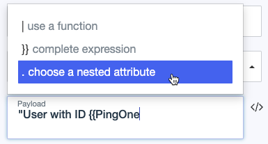 Screen capture showing the Choose a nested attribute option in the attribute selection menu.