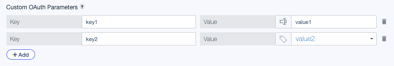 Screen capture showing the Custom OAuth Parameters setting for OAuth 2.0 Client Credentials authentication.