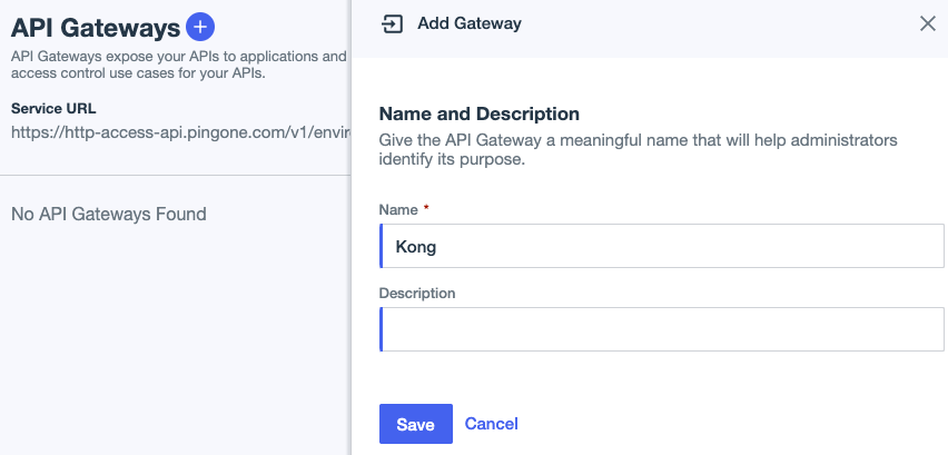 Screen capture of the Add an API Gateway window in PingOne Authorize.