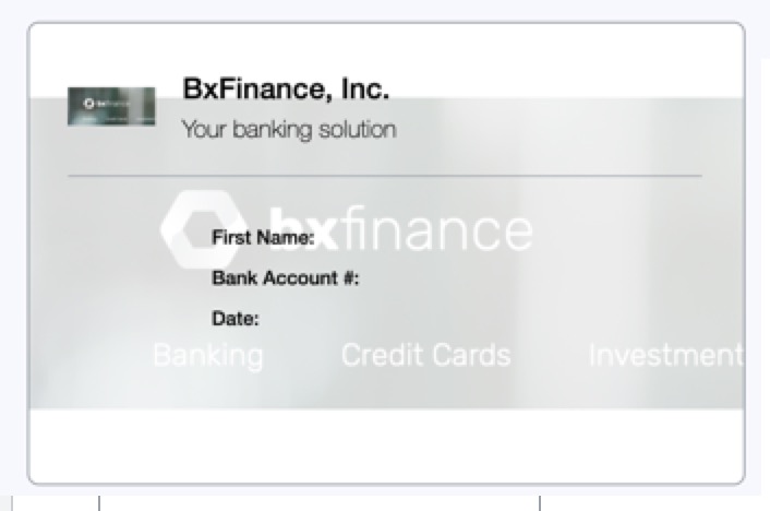 Screen capture showing an example of a credential for a finance company.