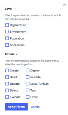 alt A screenshot of the permissions filter.