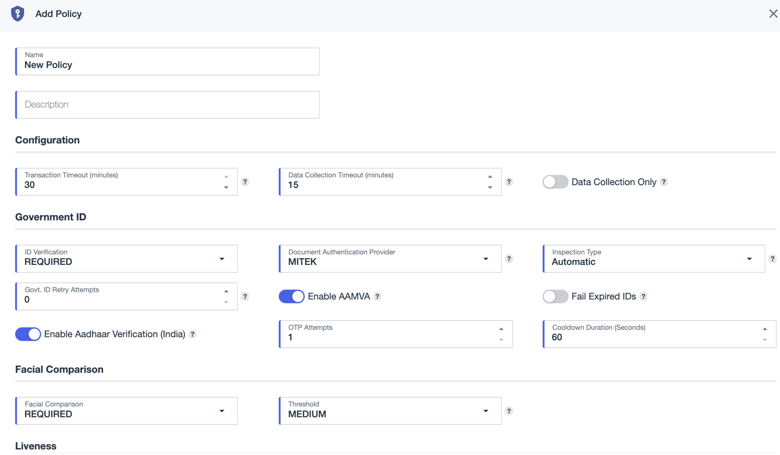 A screen capture of the verify policy configuration page.