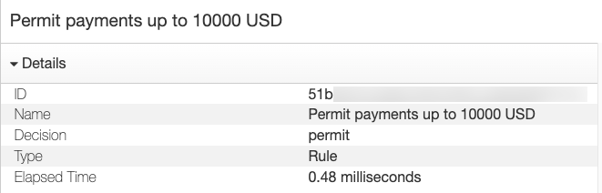 Screen capture of the Permit payments up to 10000 USD decision node details