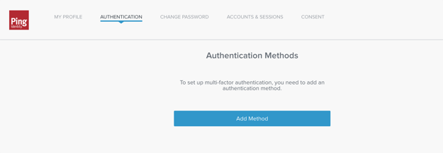 A screen capture of the Authentication Methods screen for users in PingOne.