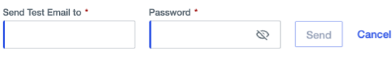 The Send Test Email dialog box, showing an option to send a test email message to a specified address.
