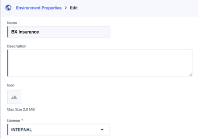 A screen capture of the edit view of the BX Insurance environment .