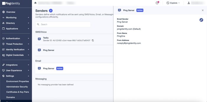 A screen capture showing the Sender page with default options selected.