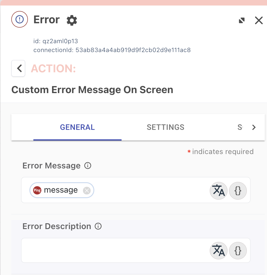 An example of an error message from the UI.