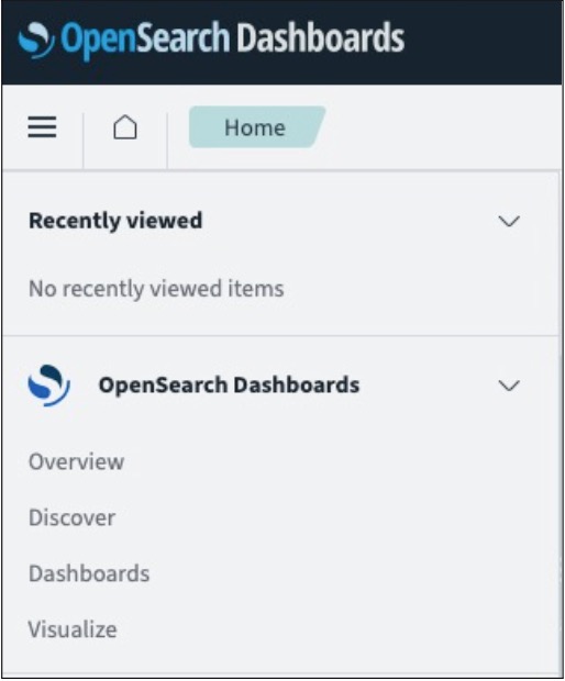 A screen capture of the OpenSearch Dashboards page.