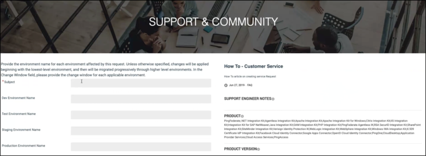 A screen capture of the Support & Community page.